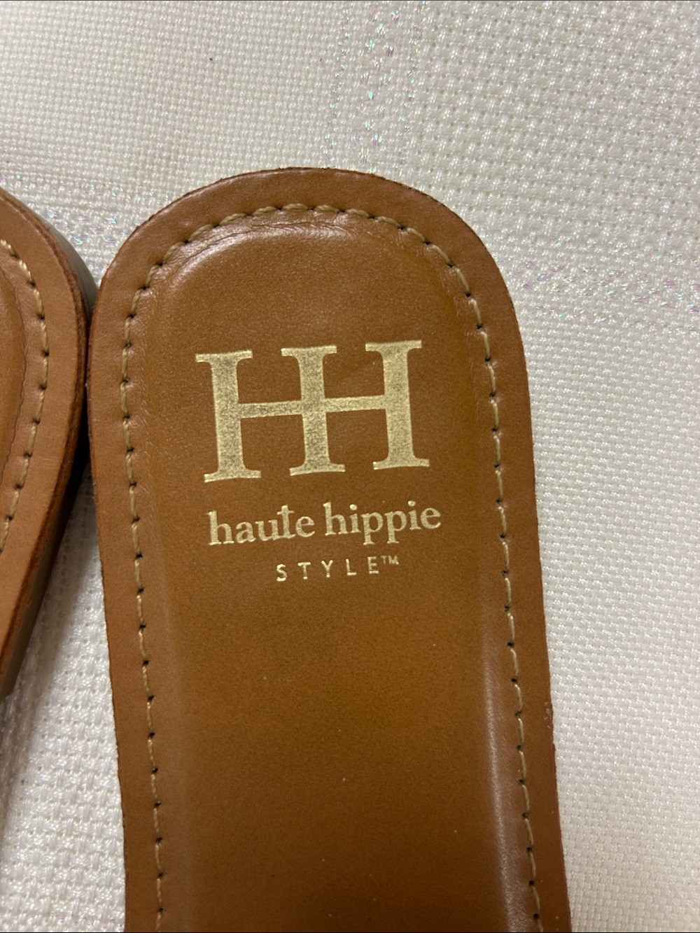 Haute Hippie Blue and Cream Crochet Slide Sandals image 2